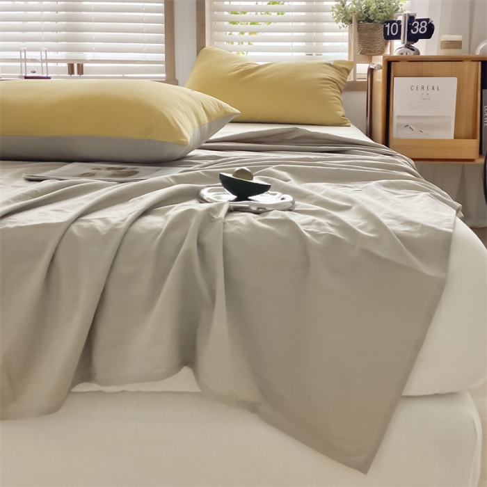 91家纺网 家纺一手货源 找家纺 蓝巢 2023新款全棉色织水洗棉系列单品床单 卡其