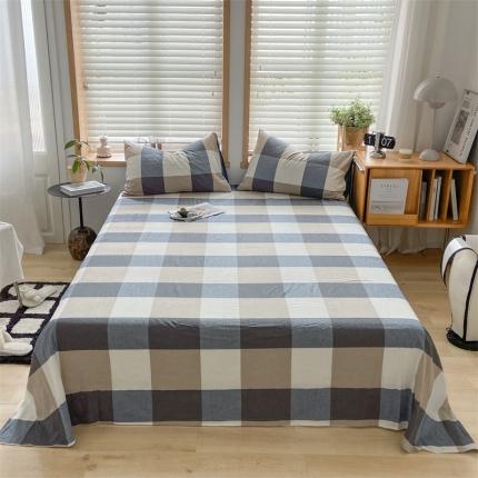 蓝巢 2023新款全棉色织水洗棉系列单品床单 蓝调格