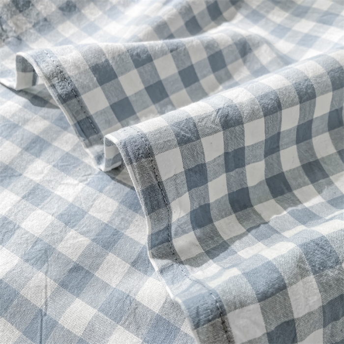 91家纺网 家纺一手货源 找家纺 蓝巢 2023新款全棉色织水洗棉系列单品床单 蓝小格