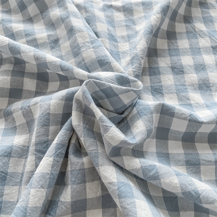 91家纺网 家纺一手货源 找家纺 蓝巢 2023新款全棉色织水洗棉系列单品床单 蓝小格