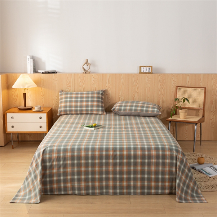 91家纺网 家纺一手货源 找家纺 蓝巢 2023新款全棉色织水洗棉系列单品床单 洛卡灰