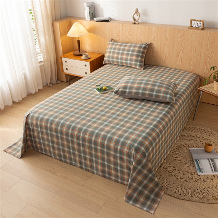 91家纺网 家纺一手货源 找家纺 蓝巢 2023新款全棉色织水洗棉系列单品床单 洛卡灰