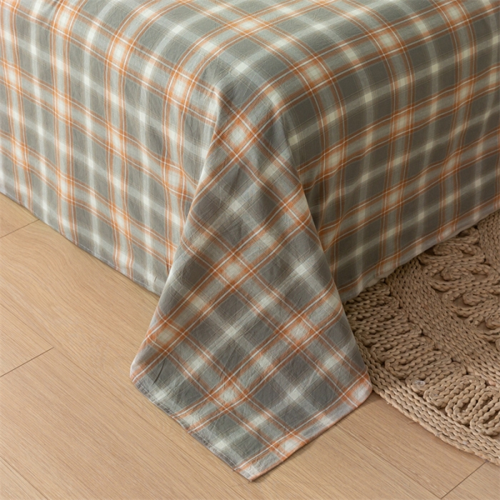 91家纺网 家纺一手货源 找家纺 蓝巢 2023新款全棉色织水洗棉系列单品床单 洛卡灰