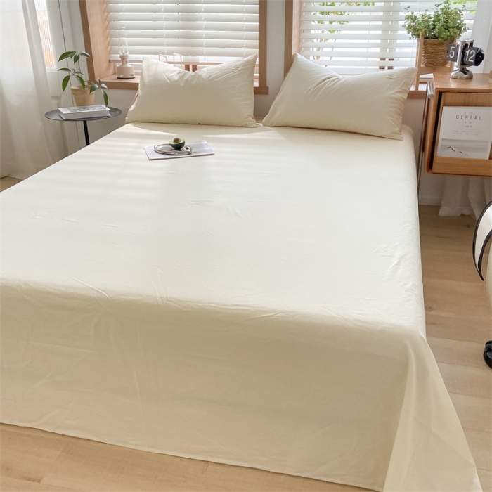 91家纺网 家纺一手货源 找家纺 蓝巢 2023新款全棉色织水洗棉系列单品床单 奶白