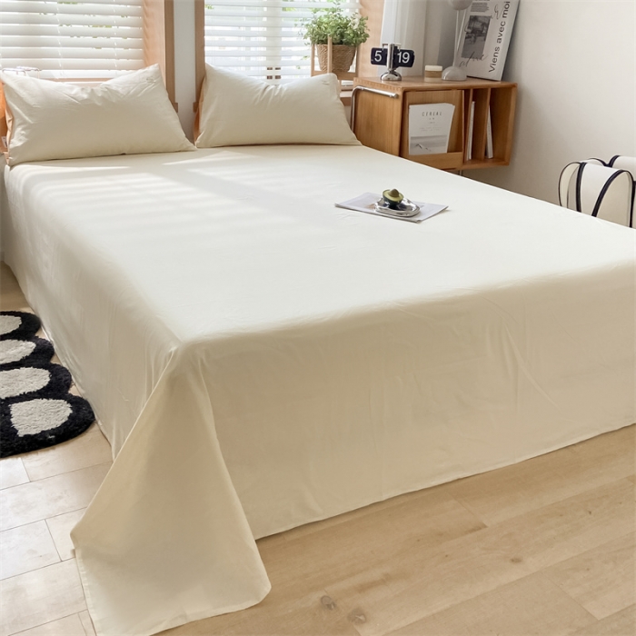 91家纺网 家纺一手货源 找家纺 蓝巢 2023新款全棉色织水洗棉系列单品床单 奶白