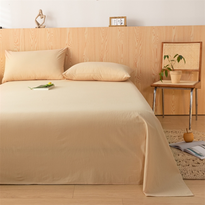 91家纺网 家纺一手货源 找家纺 蓝巢 2023新款全棉色织水洗棉系列单品床单 奶茶