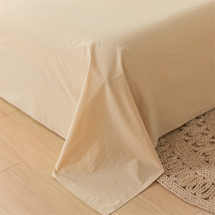 91家纺网 家纺一手货源 找家纺 蓝巢 2023新款全棉色织水洗棉系列单品床单 奶茶