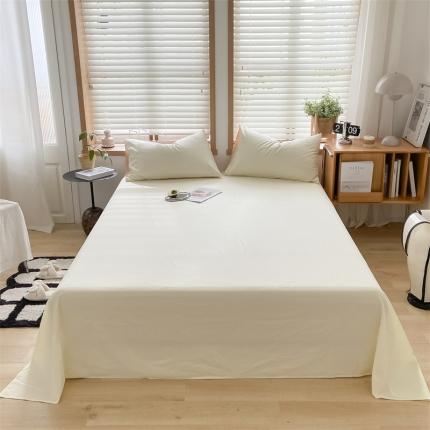 蓝巢 2023新款全棉色织水洗棉系列单品床单 奶黄