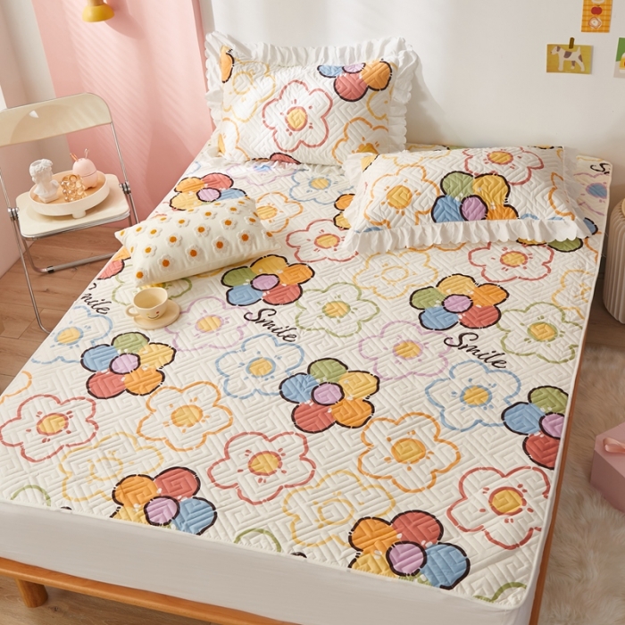 91家纺网 家纺一手货源 找家纺 舒居 2023新款软床垫全棉床护垫席梦思保护垫床单 七彩花