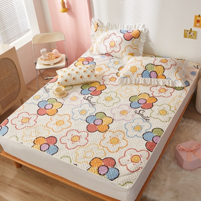 91家纺网 家纺一手货源 找家纺 舒居 2023新款软床垫全棉床护垫席梦思保护垫床单 七彩花