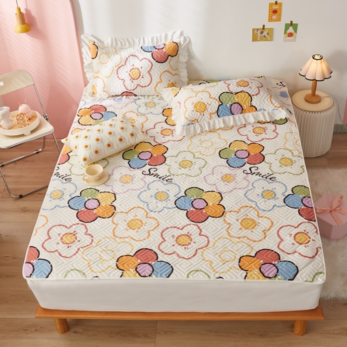 91家纺网 家纺一手货源 找家纺 舒居 2023新款软床垫全棉床护垫席梦思保护垫床单 七彩花