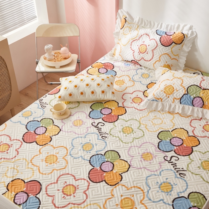 91家纺网 家纺一手货源 找家纺 舒居 2023新款软床垫全棉床护垫席梦思保护垫床单 七彩花