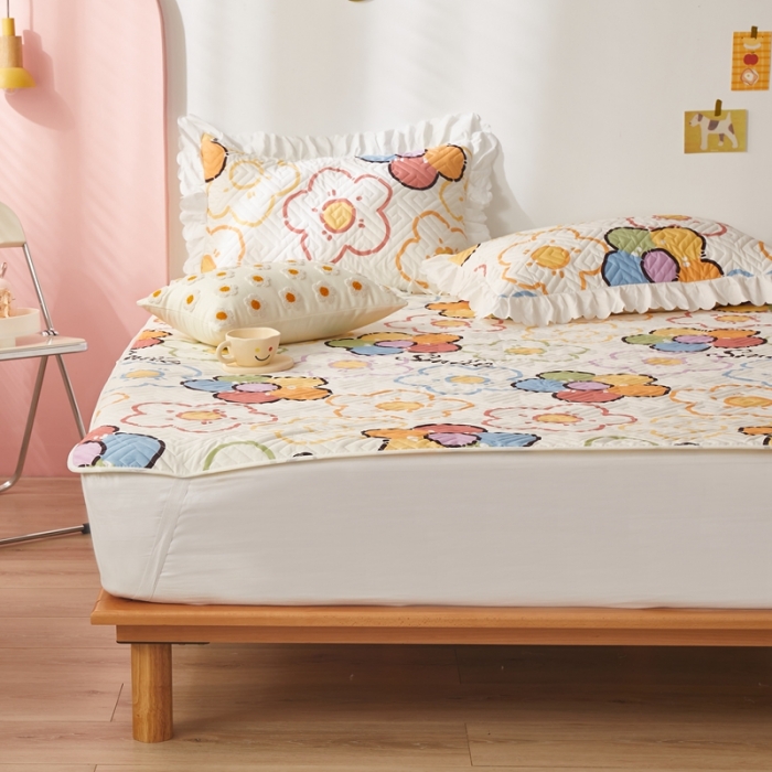 91家纺网 家纺一手货源 找家纺 舒居 2023新款软床垫全棉床护垫席梦思保护垫床单 七彩花