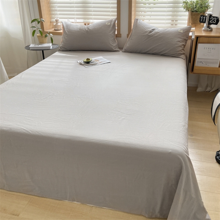 91家纺网 家纺一手货源 找家纺 蓝巢 2023新款全棉色织水洗棉系列单品床单 浅灰