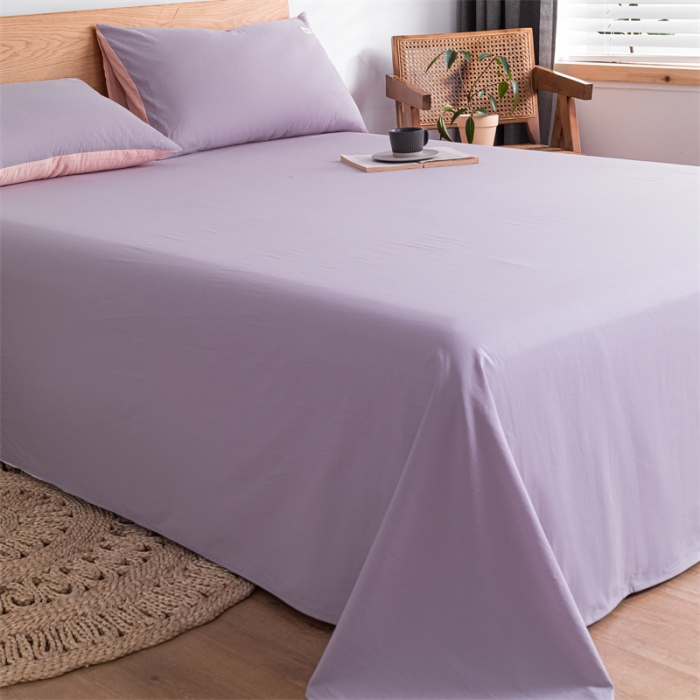 91家纺网 家纺一手货源 找家纺 蓝巢 2023新款全棉色织水洗棉系列单品床单 浅紫
