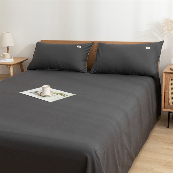 91家纺网 家纺一手货源 找家纺 蓝巢 2023新款全棉色织水洗棉系列单品床单 深灰