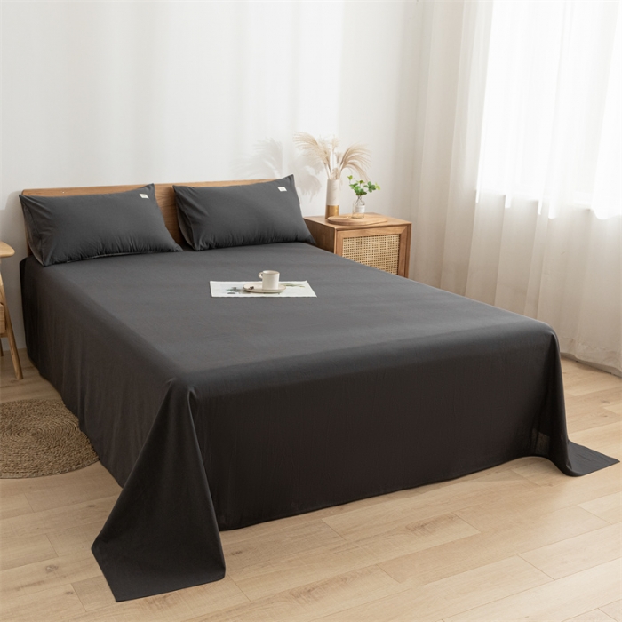 91家纺网 家纺一手货源 找家纺 蓝巢 2023新款全棉色织水洗棉系列单品床单 深灰