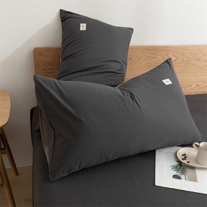 91家纺网 家纺一手货源 找家纺 蓝巢 2023新款全棉色织水洗棉系列单品床单 深灰