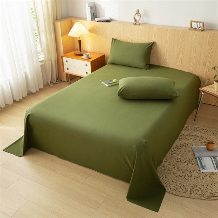 91家纺网 家纺一手货源 找家纺 蓝巢 2023新款全棉色织水洗棉系列单品床单 松叶绿