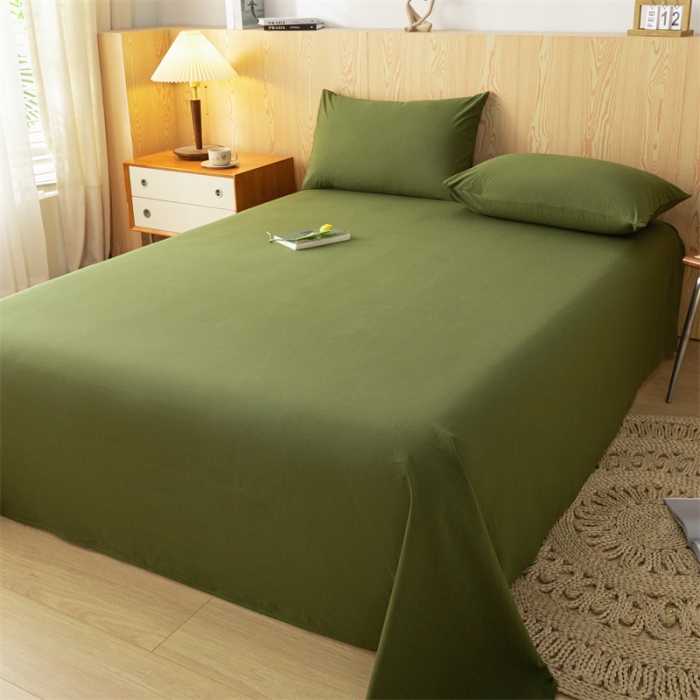 91家纺网 家纺一手货源 找家纺 蓝巢 2023新款全棉色织水洗棉系列单品床单 松叶绿