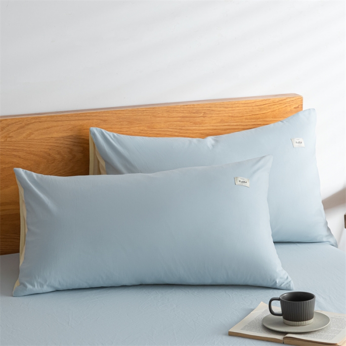 91家纺网 家纺一手货源 找家纺 蓝巢 2023新款全棉色织水洗棉系列单品床单 天空蓝