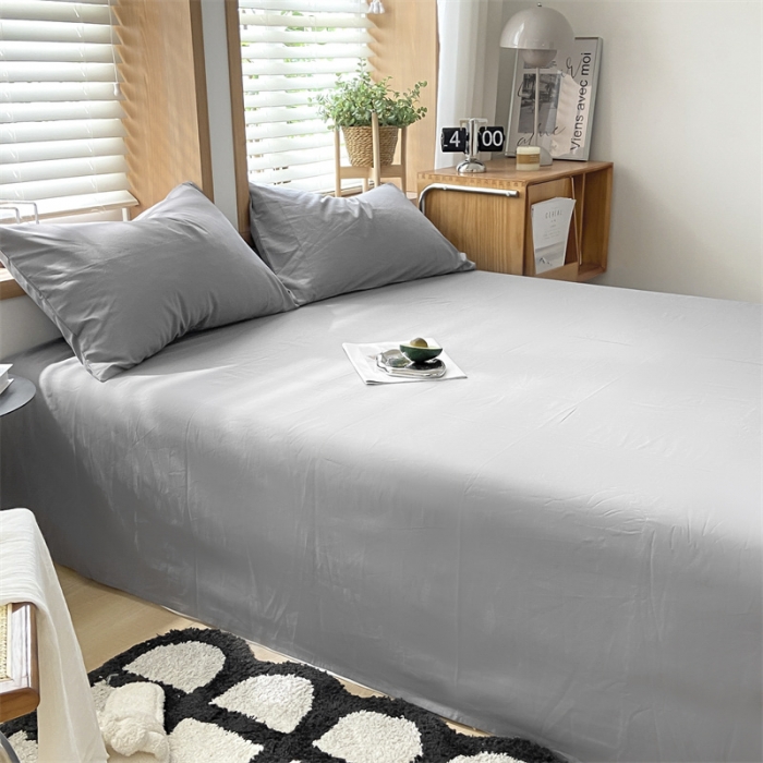 91家纺网 家纺一手货源 找家纺 蓝巢 2023新款全棉色织水洗棉系列单品床单 紫灰