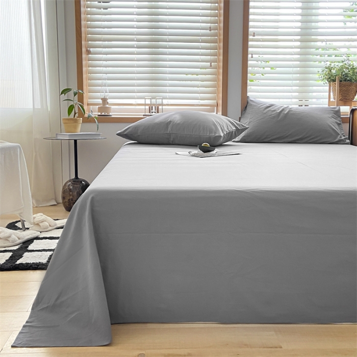 91家纺网 家纺一手货源 找家纺 蓝巢 2023新款全棉色织水洗棉系列单品床单 紫灰