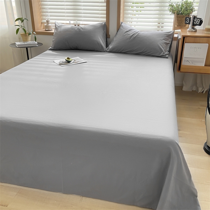 91家纺网 家纺一手货源 找家纺 蓝巢 2023新款全棉色织水洗棉系列单品床单 紫灰