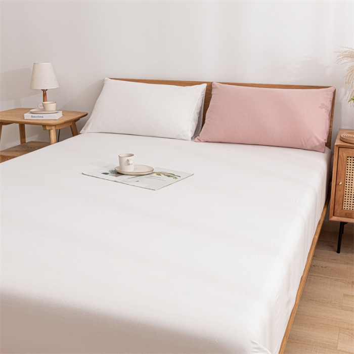 91家纺网 家纺一手货源 找家纺 蓝巢 2023新款全棉色织水洗棉系列单品床笠 本白