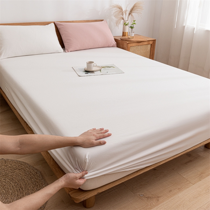 91家纺网 家纺一手货源 找家纺 蓝巢 2023新款全棉色织水洗棉系列单品床笠 本白