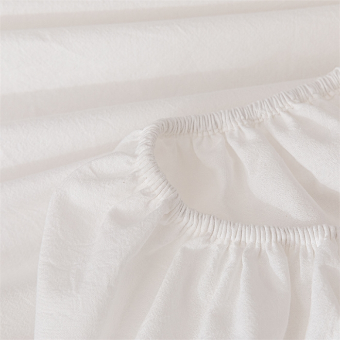 91家纺网 家纺一手货源 找家纺 蓝巢 2023新款全棉色织水洗棉系列单品床笠 本白
