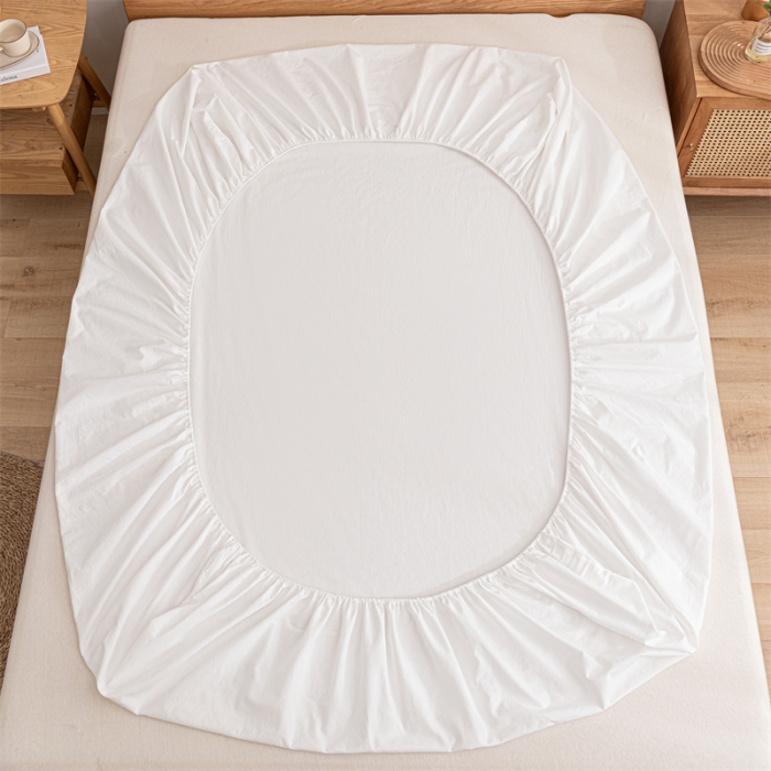 91家纺网 家纺一手货源 找家纺 蓝巢 2023新款全棉色织水洗棉系列单品床笠 本白