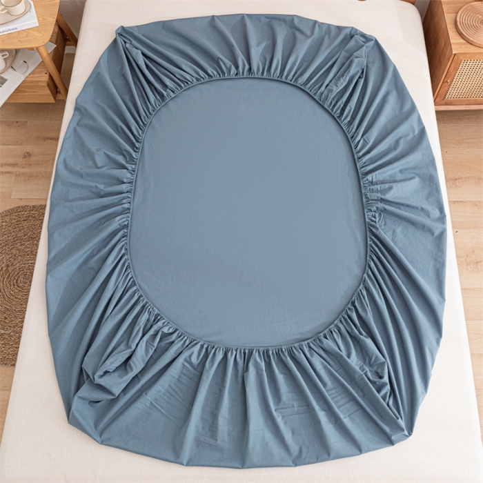 91家纺网 家纺一手货源 找家纺 蓝巢 2023新款全棉色织水洗棉系列单品床笠 宾利蓝