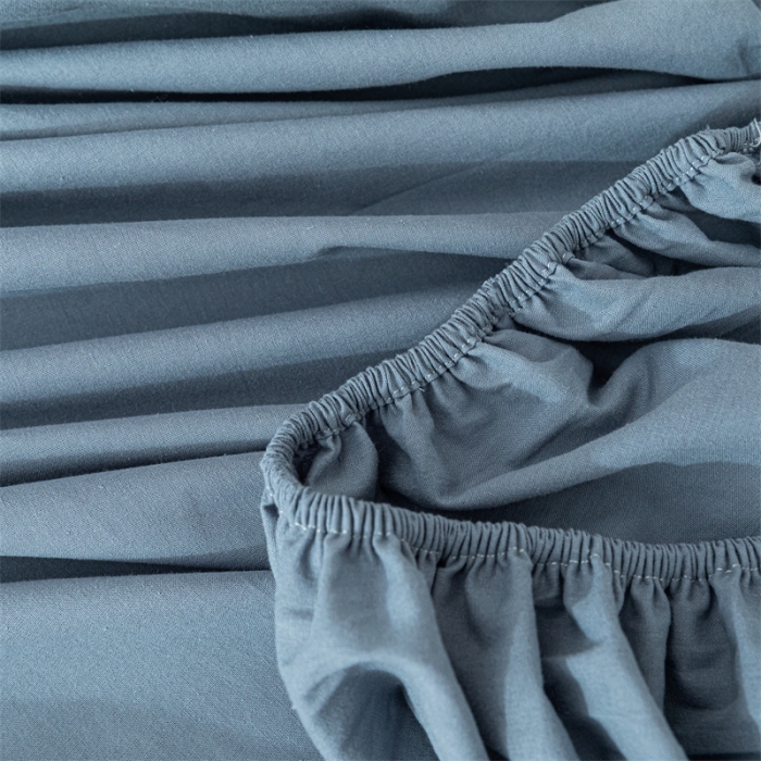91家纺网 家纺一手货源 找家纺 蓝巢 2023新款全棉色织水洗棉系列单品床笠 宾利蓝