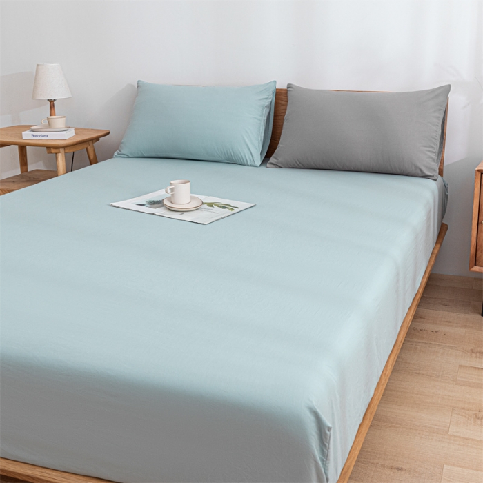 91家纺网 家纺一手货源 找家纺 蓝巢 2023新款全棉色织水洗棉系列单品床笠 繁星蓝