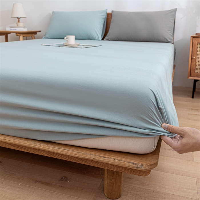 91家纺网 家纺一手货源 找家纺 蓝巢 2023新款全棉色织水洗棉系列单品床笠 繁星蓝