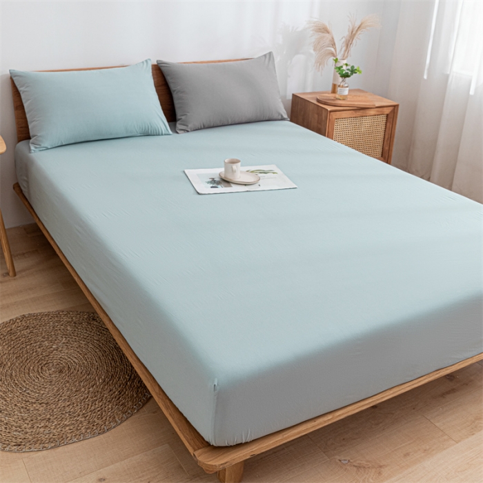 91家纺网 家纺一手货源 找家纺 蓝巢 2023新款全棉色织水洗棉系列单品床笠 繁星蓝