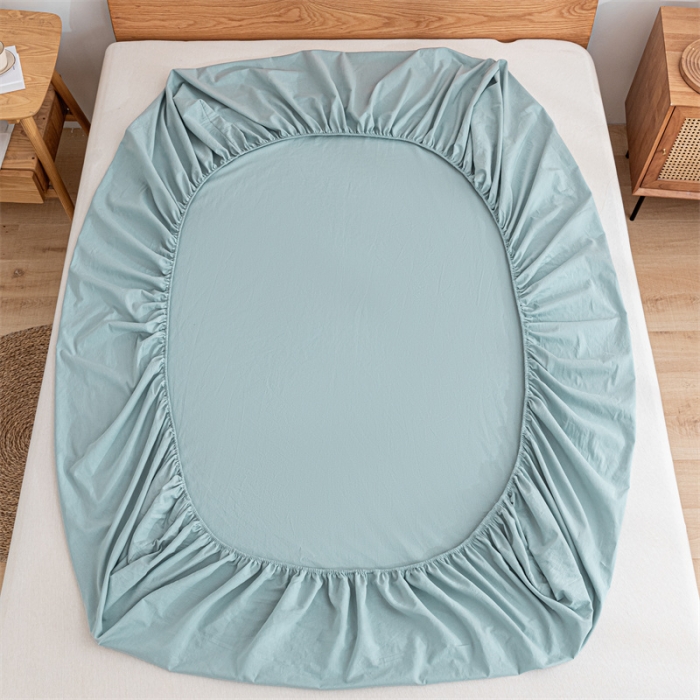 91家纺网 家纺一手货源 找家纺 蓝巢 2023新款全棉色织水洗棉系列单品床笠 繁星蓝