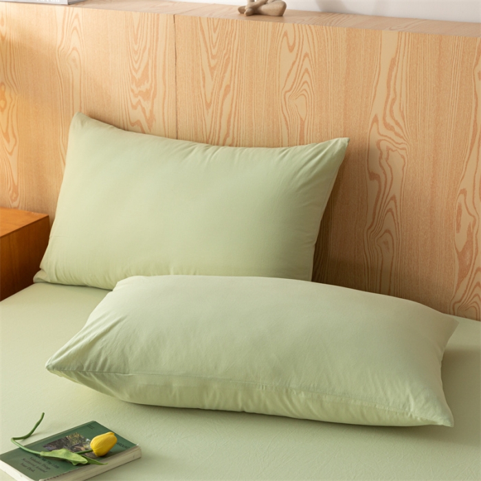 91家纺网 家纺一手货源 找家纺 蓝巢 2023新款全棉色织水洗棉系列单品床笠 橄榄绿