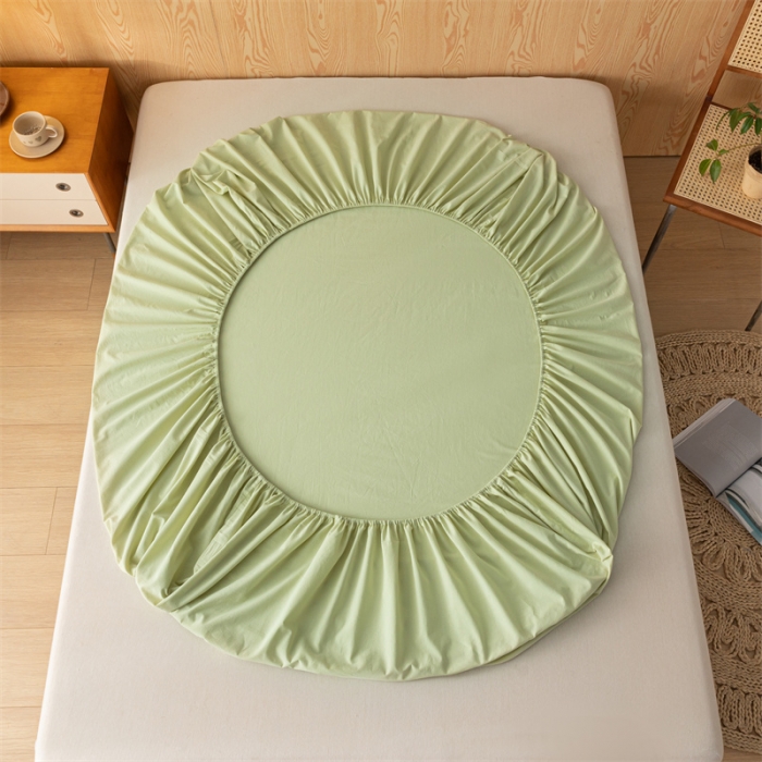 91家纺网 家纺一手货源 找家纺 蓝巢 2023新款全棉色织水洗棉系列单品床笠 橄榄绿