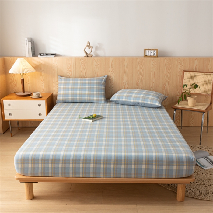 91家纺网 家纺一手货源 找家纺 蓝巢 2023新款全棉色织水洗棉系列单品床笠 简兮兰