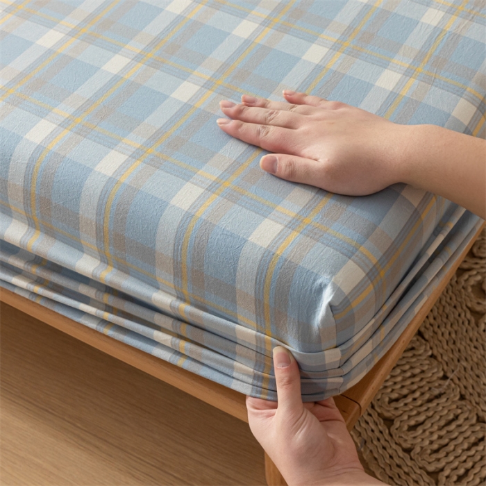 91家纺网 家纺一手货源 找家纺 蓝巢 2023新款全棉色织水洗棉系列单品床笠 简兮兰