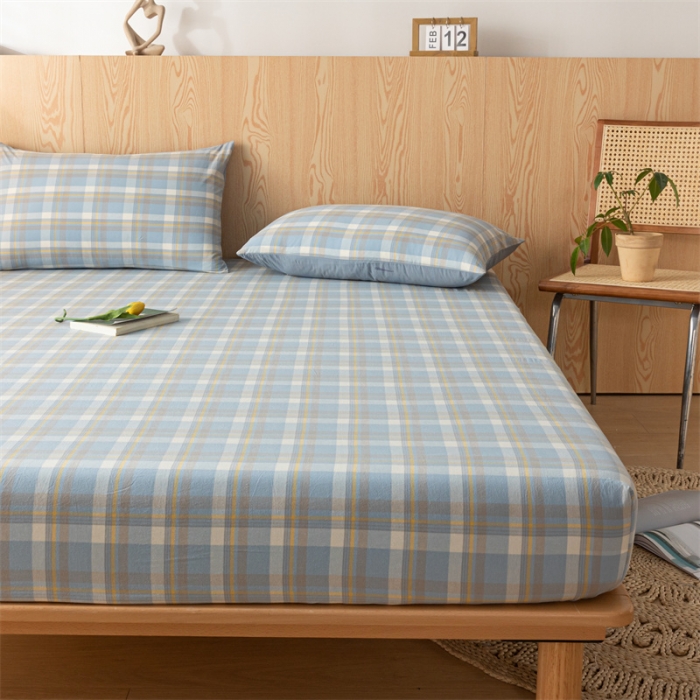 91家纺网 家纺一手货源 找家纺 蓝巢 2023新款全棉色织水洗棉系列单品床笠 简兮兰