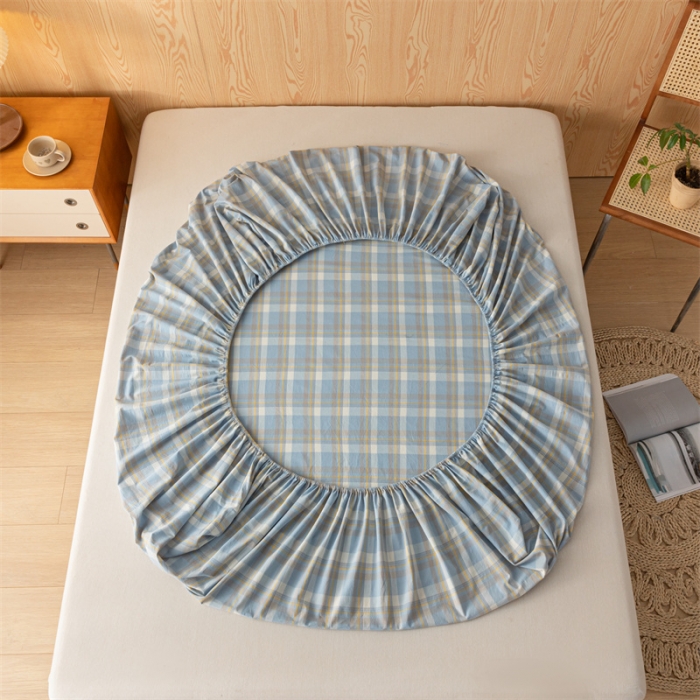 91家纺网 家纺一手货源 找家纺 蓝巢 2023新款全棉色织水洗棉系列单品床笠 简兮兰