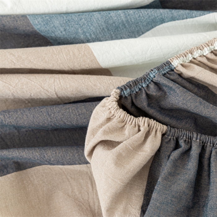 91家纺网 家纺一手货源 找家纺 蓝巢 2023新款全棉色织水洗棉系列单品床笠 蓝调格
