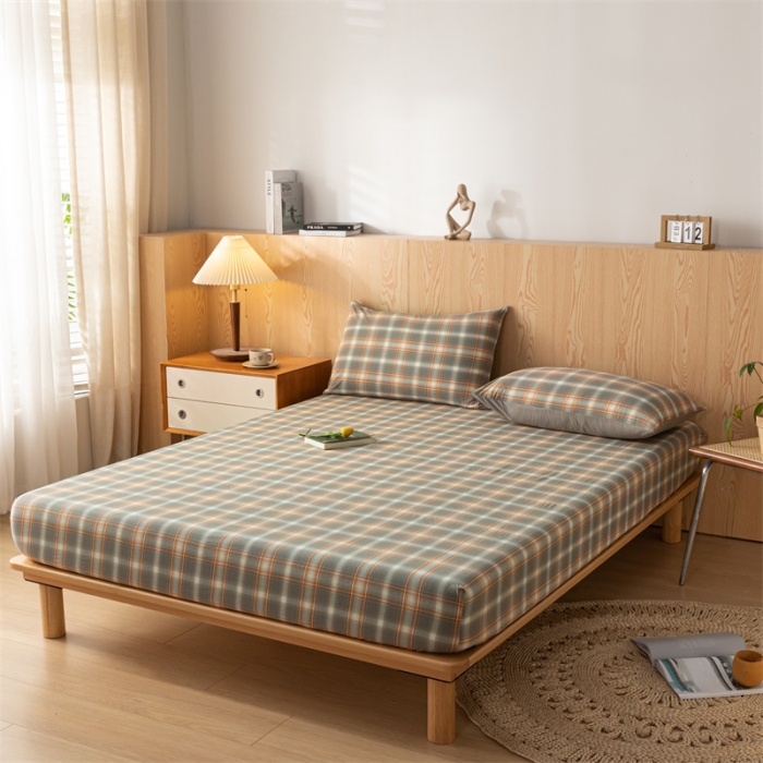 91家纺网 家纺一手货源 找家纺 蓝巢 2023新款全棉色织水洗棉系列单品床笠 洛卡灰