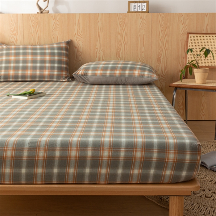 91家纺网 家纺一手货源 找家纺 蓝巢 2023新款全棉色织水洗棉系列单品床笠 洛卡灰