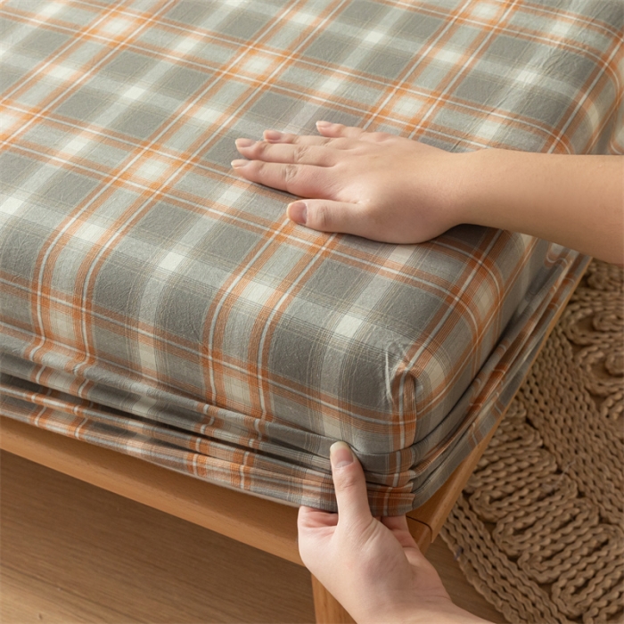 91家纺网 家纺一手货源 找家纺 蓝巢 2023新款全棉色织水洗棉系列单品床笠 洛卡灰