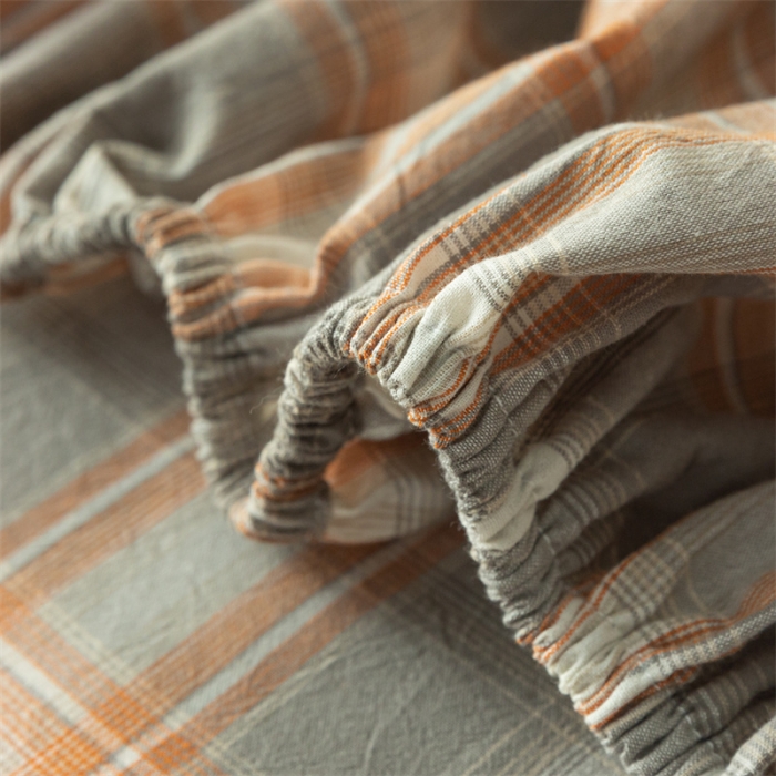 91家纺网 家纺一手货源 找家纺 蓝巢 2023新款全棉色织水洗棉系列单品床笠 洛卡灰