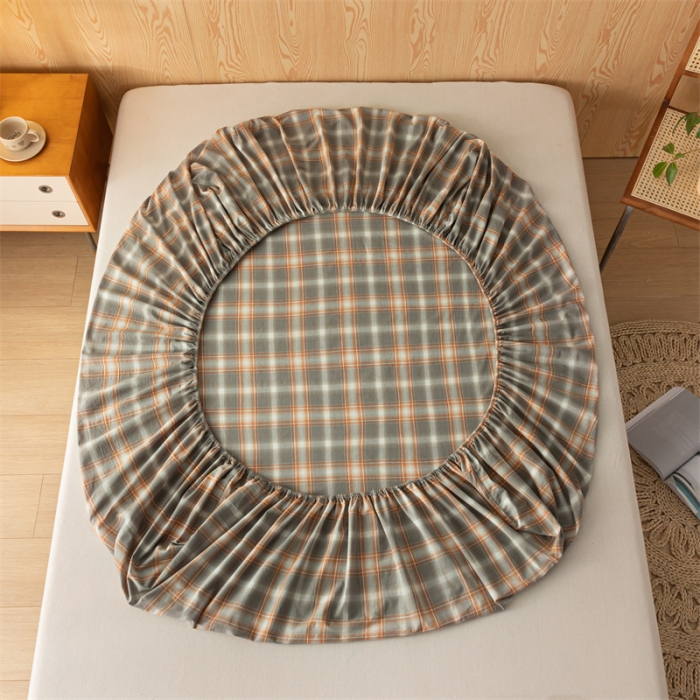 91家纺网 家纺一手货源 找家纺 蓝巢 2023新款全棉色织水洗棉系列单品床笠 洛卡灰